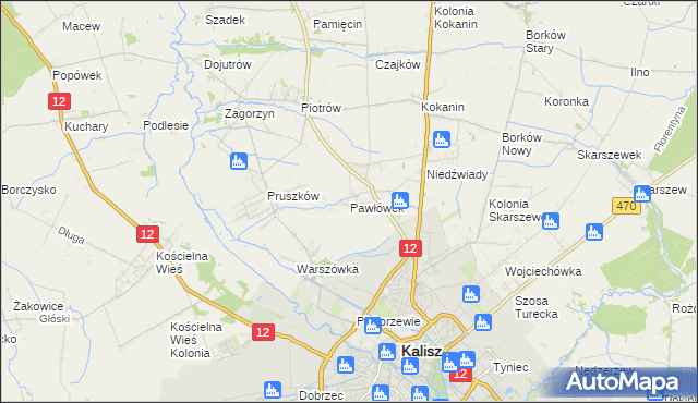 mapa Pawłówek gmina Blizanów, Pawłówek gmina Blizanów na mapie Targeo