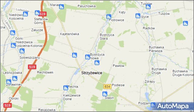 mapa Pawłówek gmina Strzyżewice, Pawłówek gmina Strzyżewice na mapie Targeo