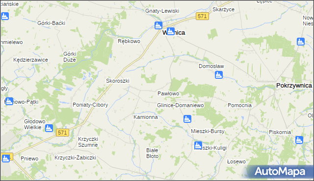 mapa Pawłowo gmina Winnica, Pawłowo gmina Winnica na mapie Targeo