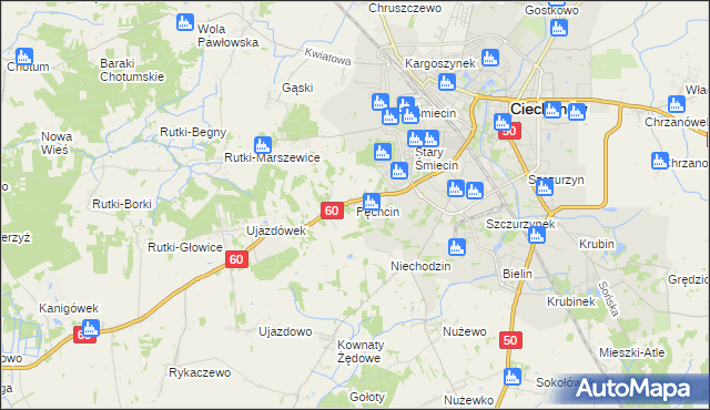 mapa Pęchcin, Pęchcin na mapie Targeo