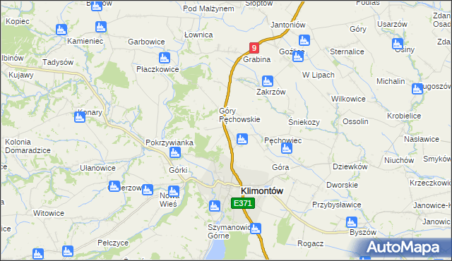 mapa Pęchów, Pęchów na mapie Targeo