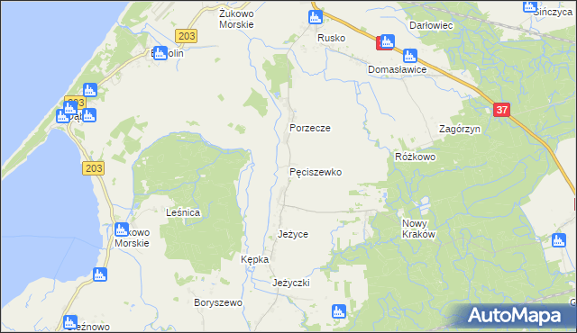 mapa Pęciszewko, Pęciszewko na mapie Targeo