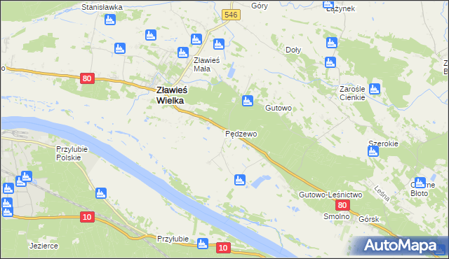 mapa Pędzewo, Pędzewo na mapie Targeo