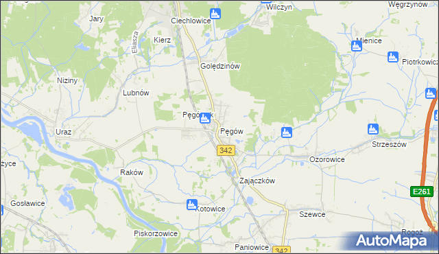 mapa Pęgów gmina Oborniki Śląskie, Pęgów gmina Oborniki Śląskie na mapie Targeo