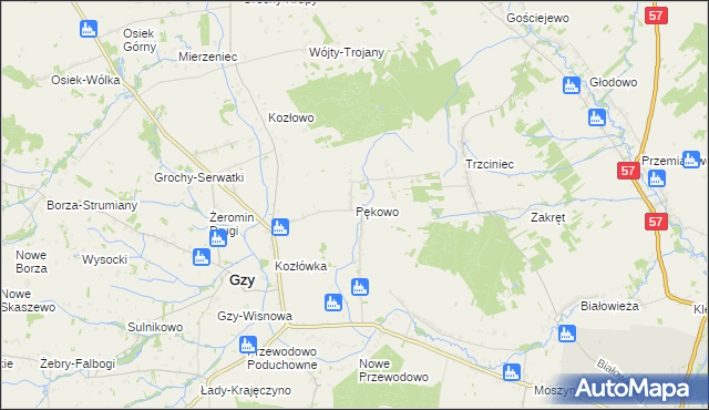 mapa Pękowo, Pękowo na mapie Targeo