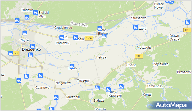 mapa Pełcza, Pełcza na mapie Targeo