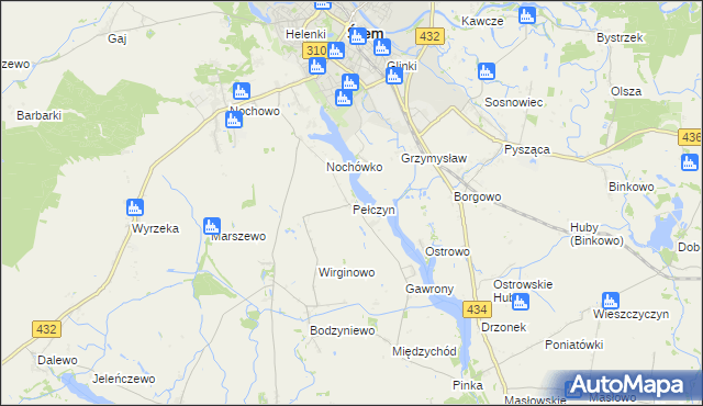 mapa Pełczyn gmina Śrem, Pełczyn gmina Śrem na mapie Targeo