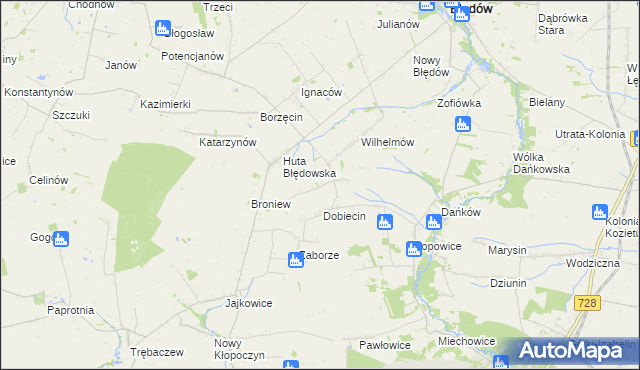 mapa Pelinów gmina Błędów, Pelinów gmina Błędów na mapie Targeo