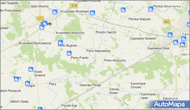 mapa Perki-Lachy, Perki-Lachy na mapie Targeo