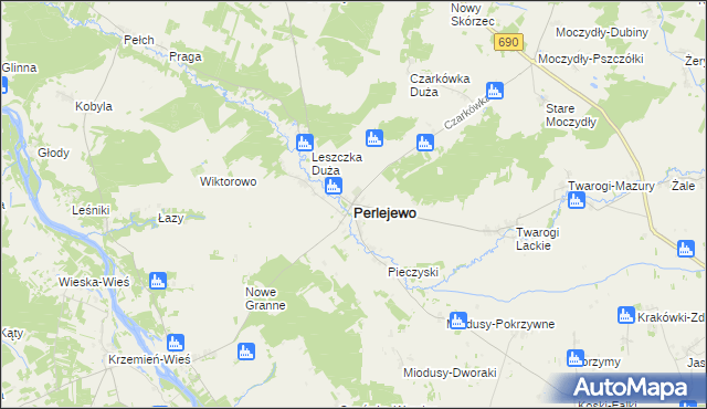 mapa Perlejewo, Perlejewo na mapie Targeo
