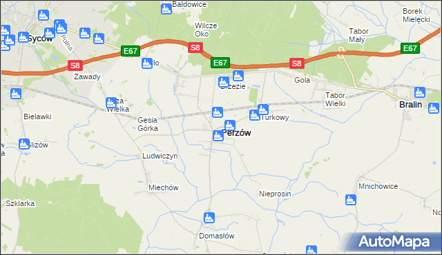 mapa Perzów, Perzów na mapie Targeo