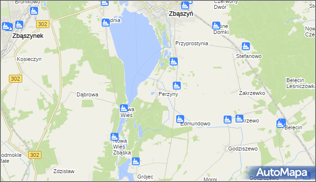 mapa Perzyny gmina Zbąszyń, Perzyny gmina Zbąszyń na mapie Targeo
