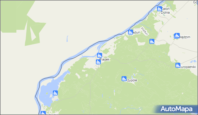 mapa Piasek gmina Cedynia, Piasek gmina Cedynia na mapie Targeo