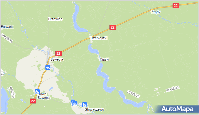 mapa Piaski gmina Jastrowie, Piaski gmina Jastrowie na mapie Targeo