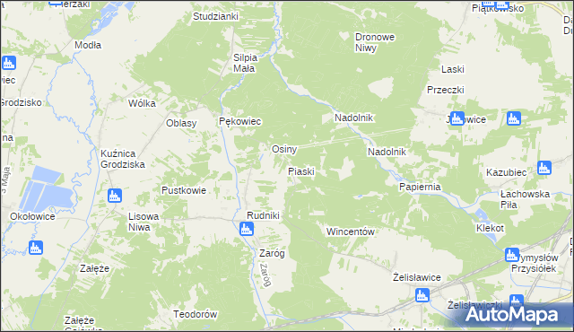 mapa Piaski gmina Koniecpol, Piaski gmina Koniecpol na mapie Targeo