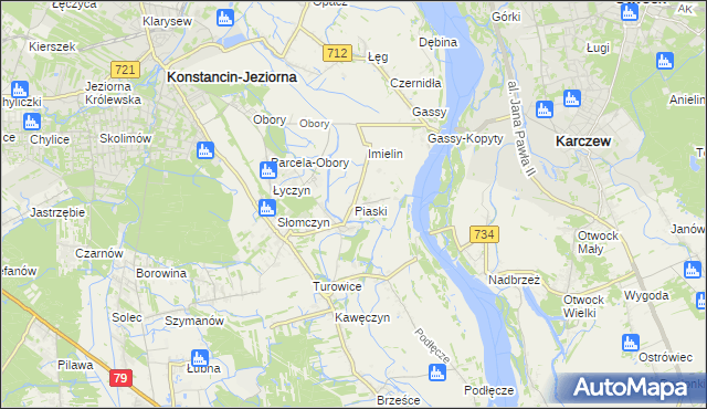 mapa Piaski gmina Konstancin-Jeziorna, Piaski gmina Konstancin-Jeziorna na mapie Targeo