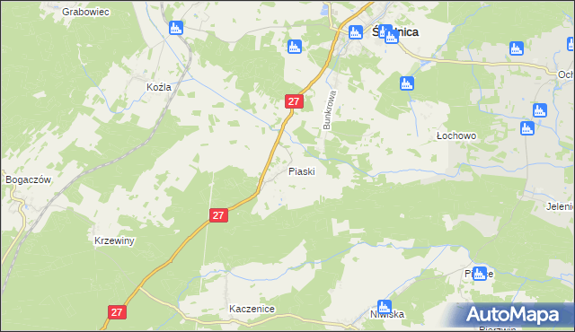 mapa Piaski gmina Świdnica, Piaski gmina Świdnica na mapie Targeo