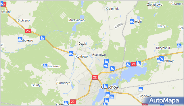 mapa Piaskowo gmina Człuchów, Piaskowo gmina Człuchów na mapie Targeo