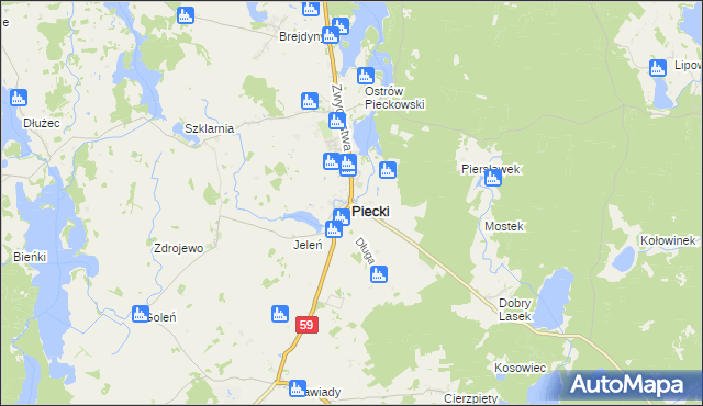 mapa Piecki powiat mrągowski, Piecki powiat mrągowski na mapie Targeo