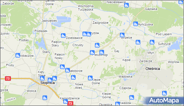 mapa Pieczonogi gmina Oleśnica, Pieczonogi gmina Oleśnica na mapie Targeo