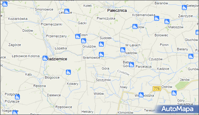 mapa Pieczonogi gmina Pałecznica, Pieczonogi gmina Pałecznica na mapie Targeo