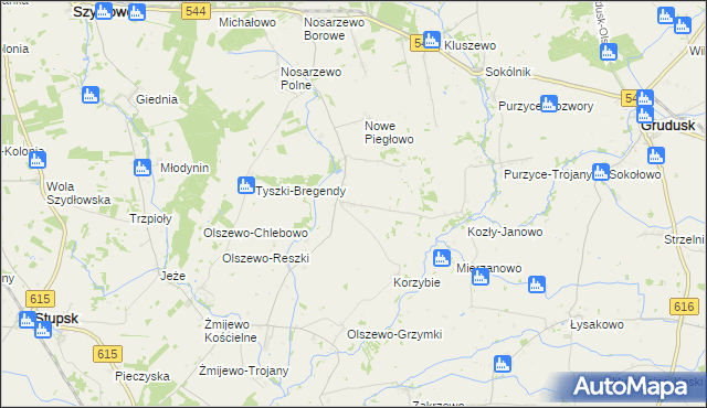 mapa Piegłowo-Kolonia, Piegłowo-Kolonia na mapie Targeo