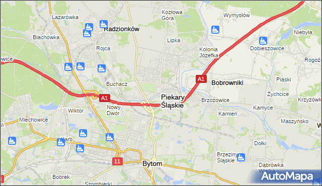 mapa Piekary Śląskie, Piekary Śląskie na mapie Targeo