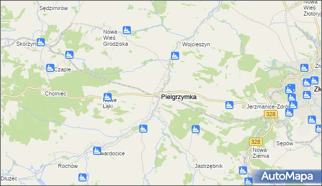 mapa Pielgrzymka powiat złotoryjski, Pielgrzymka powiat złotoryjski na mapie Targeo