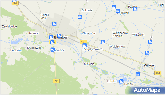 mapa Pielgrzymowice gmina Wilków, Pielgrzymowice gmina Wilków na mapie Targeo