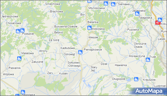 mapa Pieniążkowice, Pieniążkowice na mapie Targeo