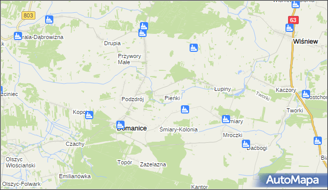 mapa Pieńki gmina Domanice, Pieńki gmina Domanice na mapie Targeo