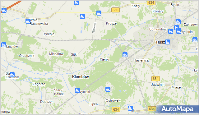 mapa Pieńki gmina Klembów, Pieńki gmina Klembów na mapie Targeo