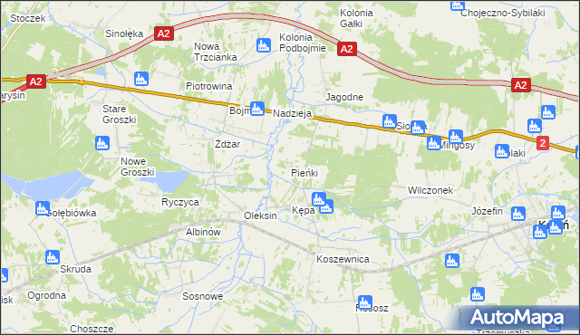 mapa Pieńki gmina Kotuń, Pieńki gmina Kotuń na mapie Targeo