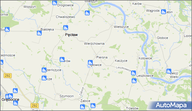 mapa Piersna, Piersna na mapie Targeo