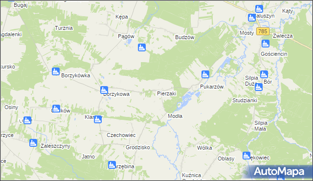 mapa Pierzaki, Pierzaki na mapie Targeo