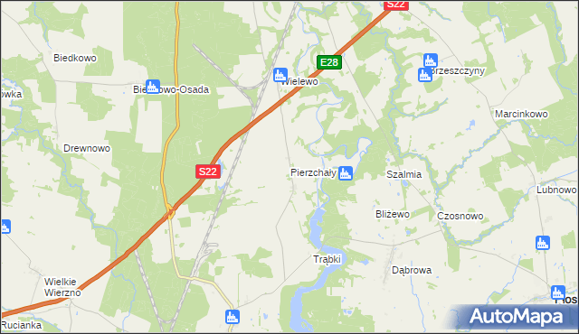 mapa Pierzchały gmina Płoskinia, Pierzchały gmina Płoskinia na mapie Targeo