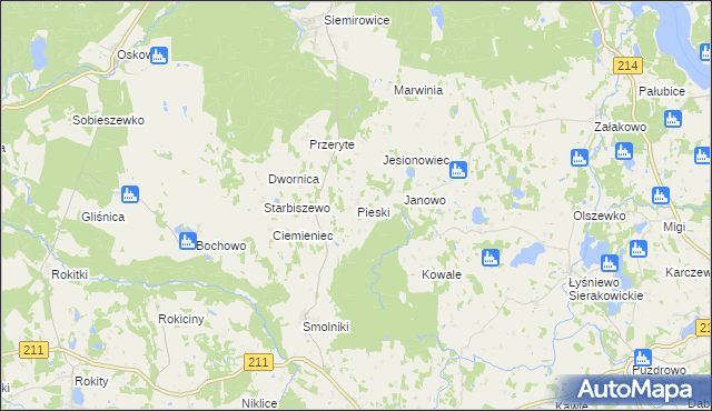 mapa Pieski gmina Cewice, Pieski gmina Cewice na mapie Targeo