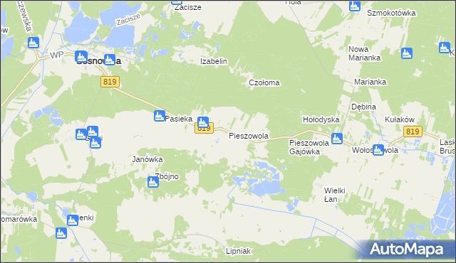 mapa Pieszowola, Pieszowola na mapie Targeo