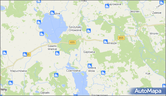 mapa Pietrasze gmina Wydminy, Pietrasze gmina Wydminy na mapie Targeo