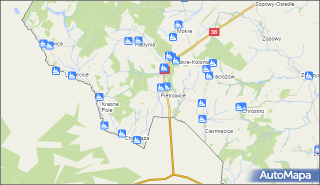 mapa Pietrowice, Pietrowice na mapie Targeo