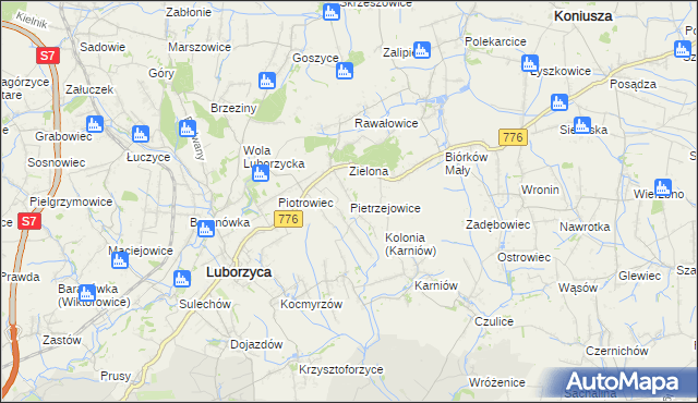 mapa Pietrzejowice, Pietrzejowice na mapie Targeo