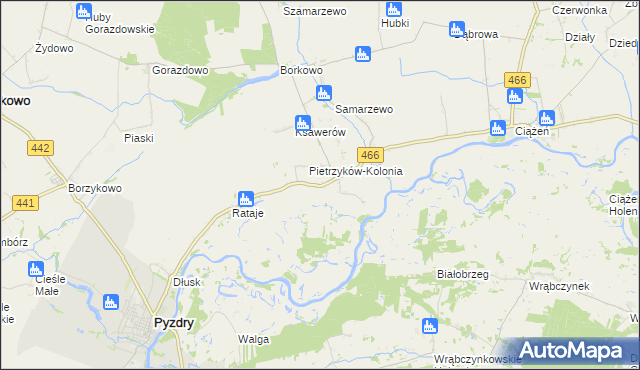 mapa Pietrzyków gmina Pyzdry, Pietrzyków gmina Pyzdry na mapie Targeo