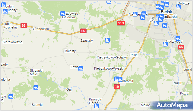 mapa Pietrzykowo-Gołąbki, Pietrzykowo-Gołąbki na mapie Targeo