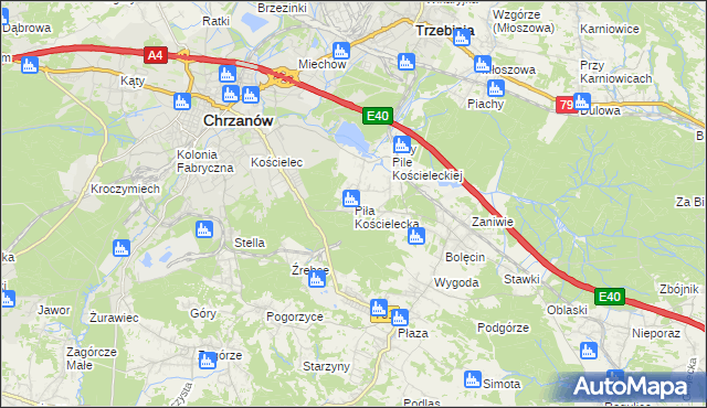 mapa Piła Kościelecka, Piła Kościelecka na mapie Targeo