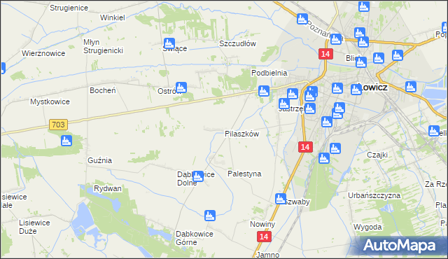 mapa Pilaszków gmina Łowicz, Pilaszków gmina Łowicz na mapie Targeo