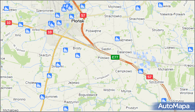 mapa Pilitowo, Pilitowo na mapie Targeo