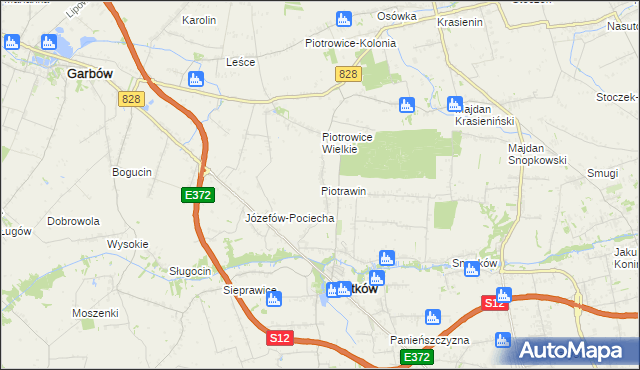 mapa Piotrawin gmina Jastków, Piotrawin gmina Jastków na mapie Targeo