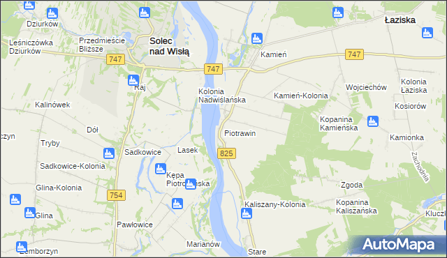 mapa Piotrawin gmina Łaziska, Piotrawin gmina Łaziska na mapie Targeo