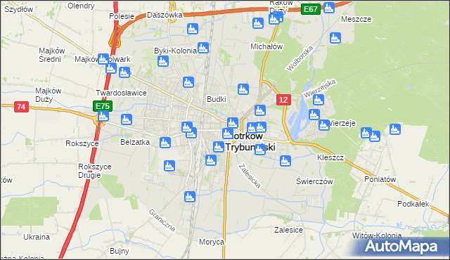 mapa Piotrków Trybunalski, Piotrków Trybunalski na mapie Targeo