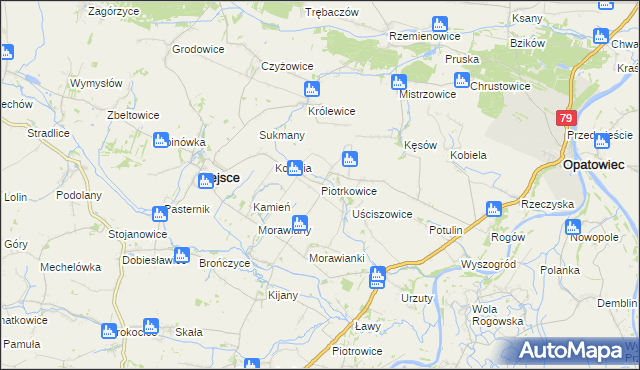 mapa Piotrkowice gmina Bejsce, Piotrkowice gmina Bejsce na mapie Targeo
